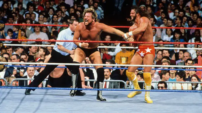 Randy Savage e Ted Dibiase na Wrestlemania 4