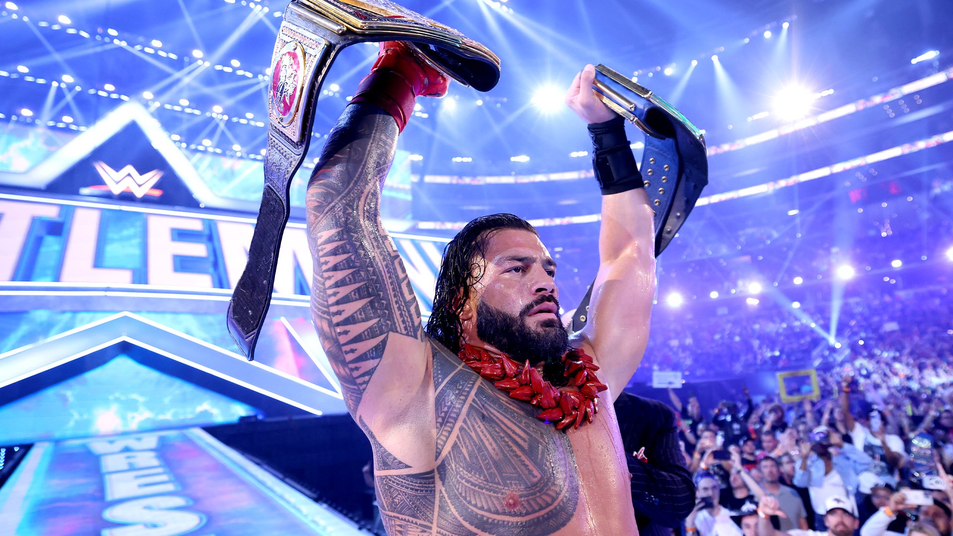 Roman Reigns durante a Wrestlemania 38