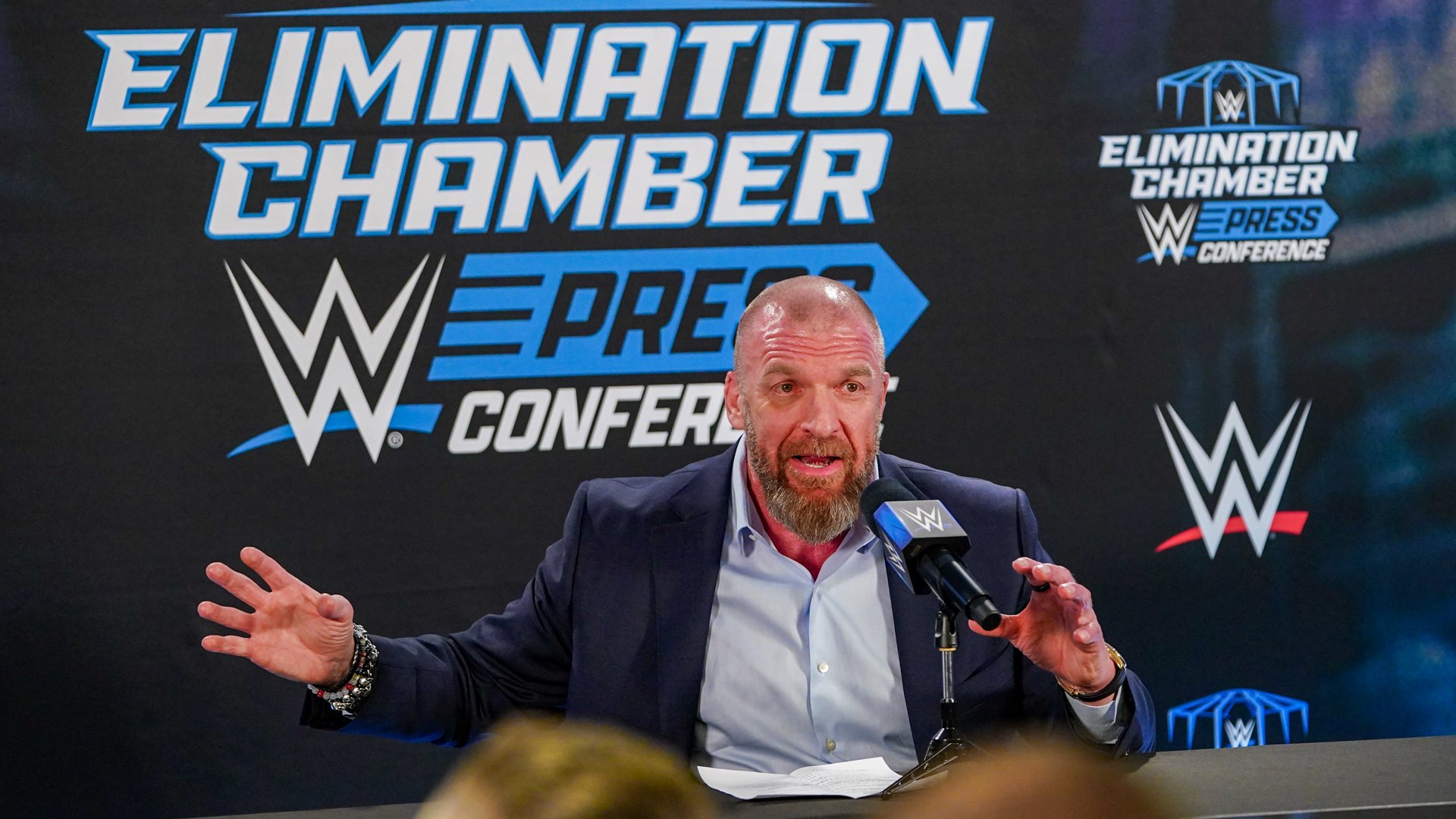 Triple H na conferência de imprensa do WWE Elimination Chamber 2023